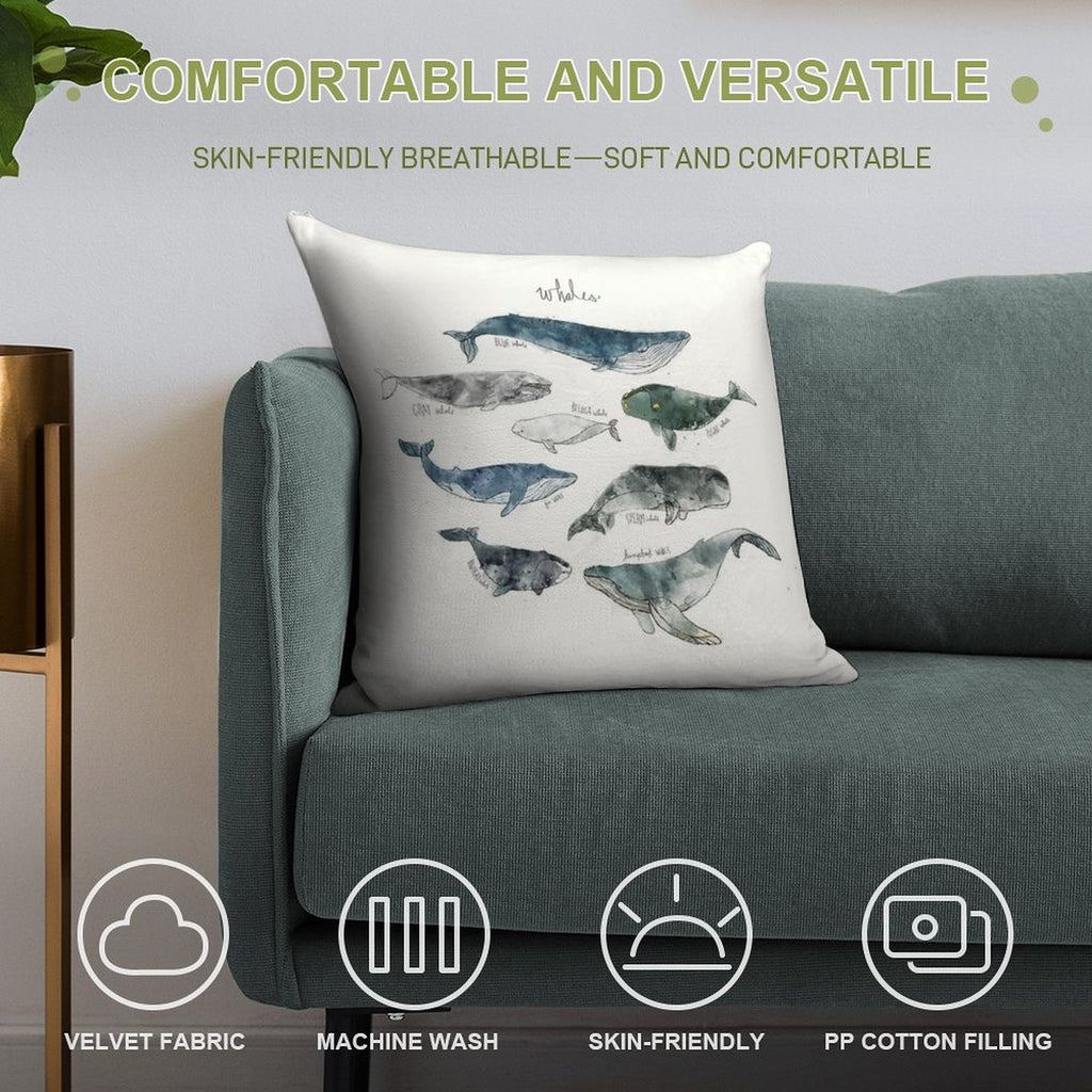 Whales Soft Anti-Pilling Throw Pillow