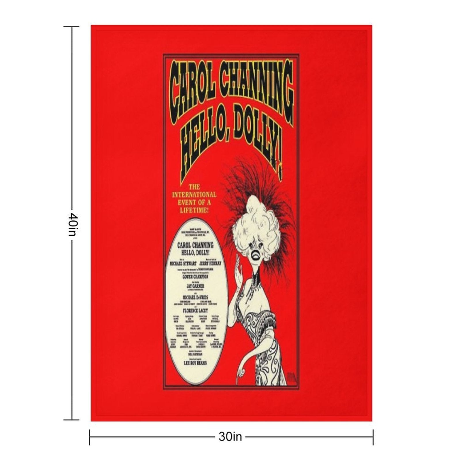 HELLO DOLLY  Vintage Carol Channing Broadway Musical Print Comfort Throw Blanket