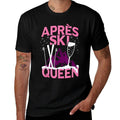 Funny Apres Ski Queen Skiing Winter Sports Party Fun  Ribbed Collar T-Shirt