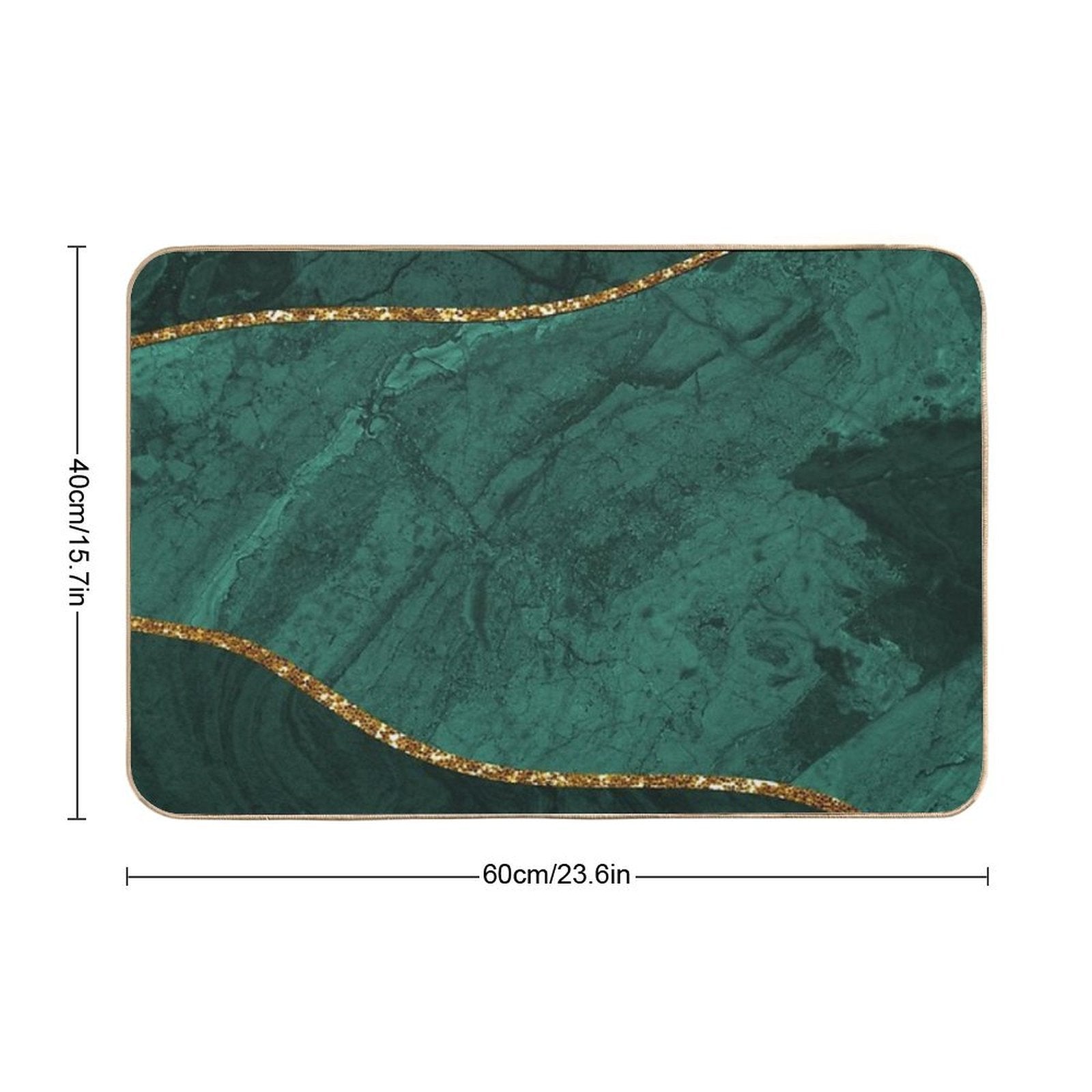 Organic Marbled Pattern Emerald Green  High-Traffic Bath Mat