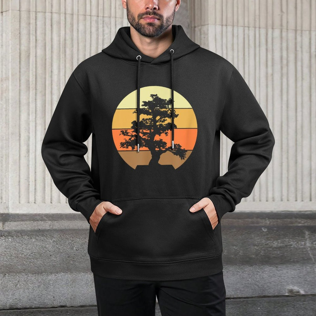 Pacific Ocean Beach Bonsai Tree Sun Retro Vintage Pilling-Resistant Hoodie