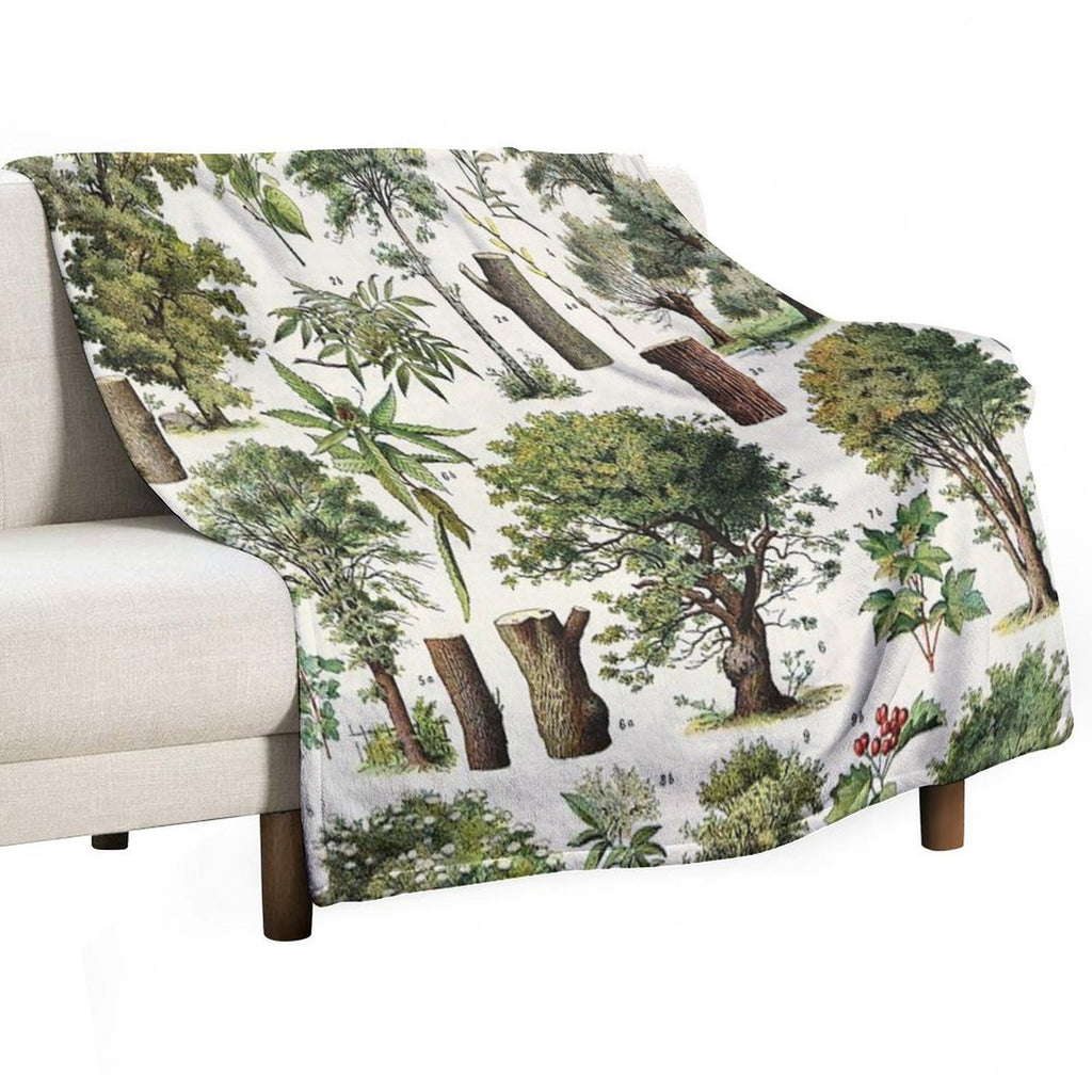 Adolphe Millot - Arbres A - French Vintage Botanical Poster Machine-washable Throw Blanket