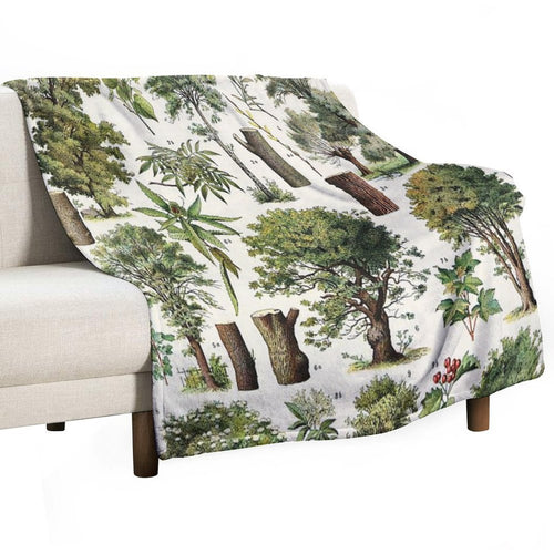 Adolphe Millot - Arbres A - French Vintage Botanical Poster Machine-washable Throw Blanket