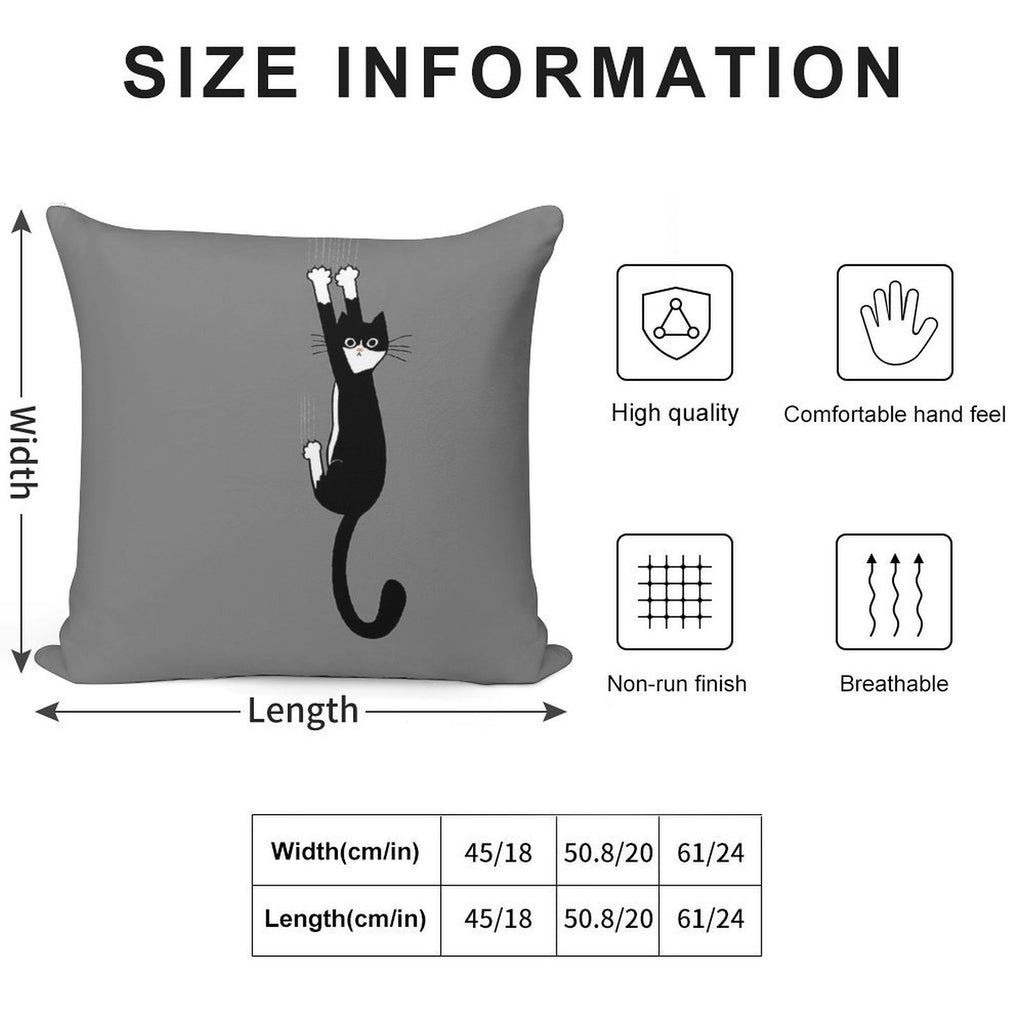 Black And White Cat Hanging On  Funny Tuxedo Cat Soft Luxury Feel Throw Pillow