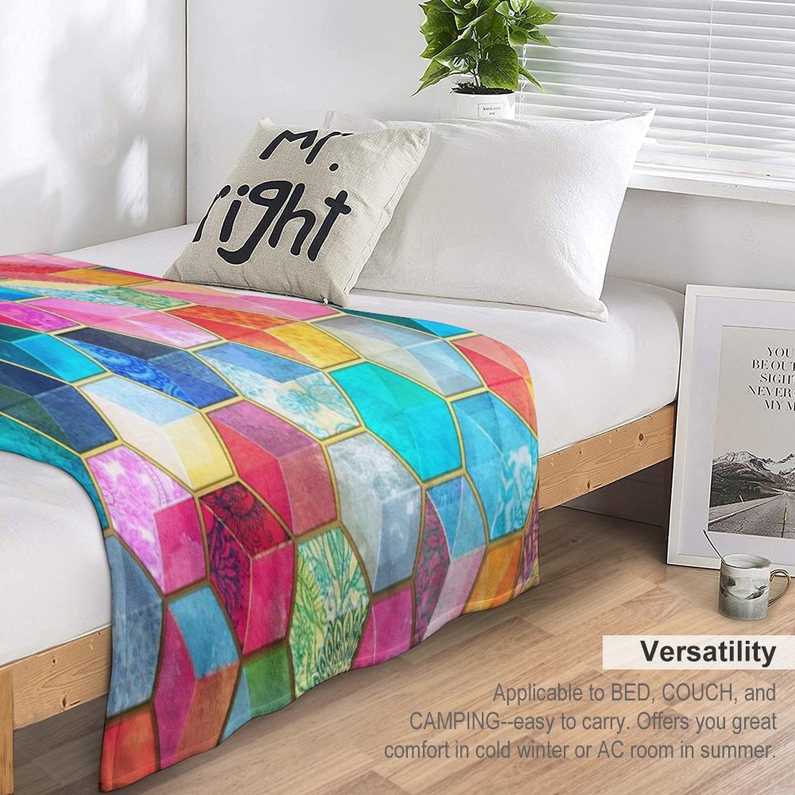 Crystal Bohemian Honeycomb Cubes - Colorful Hexagon Pattern Gift-ready Throw Blanket