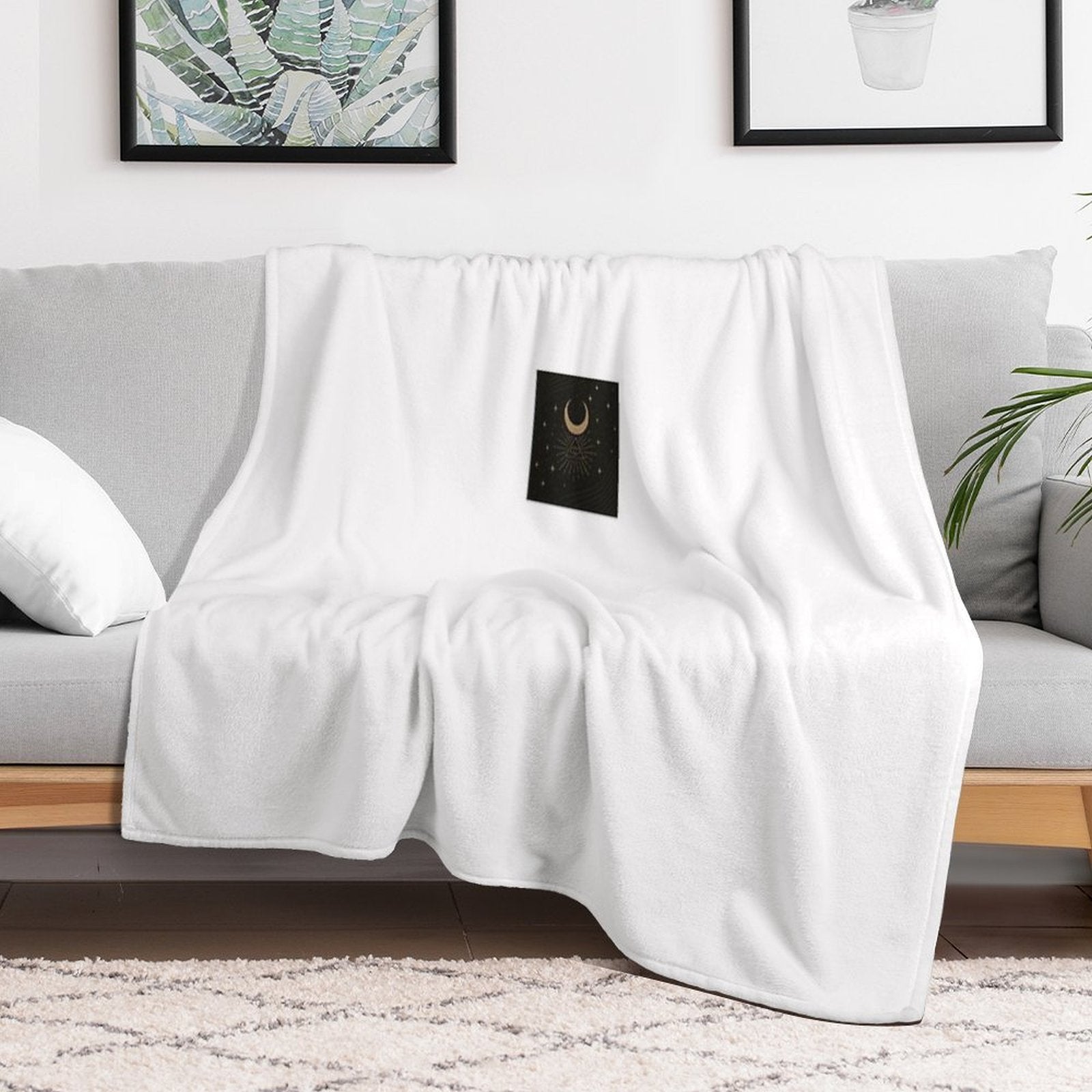 Mystical Eye & Crescent Moon Symbol Travel-friendly Throw Blanket