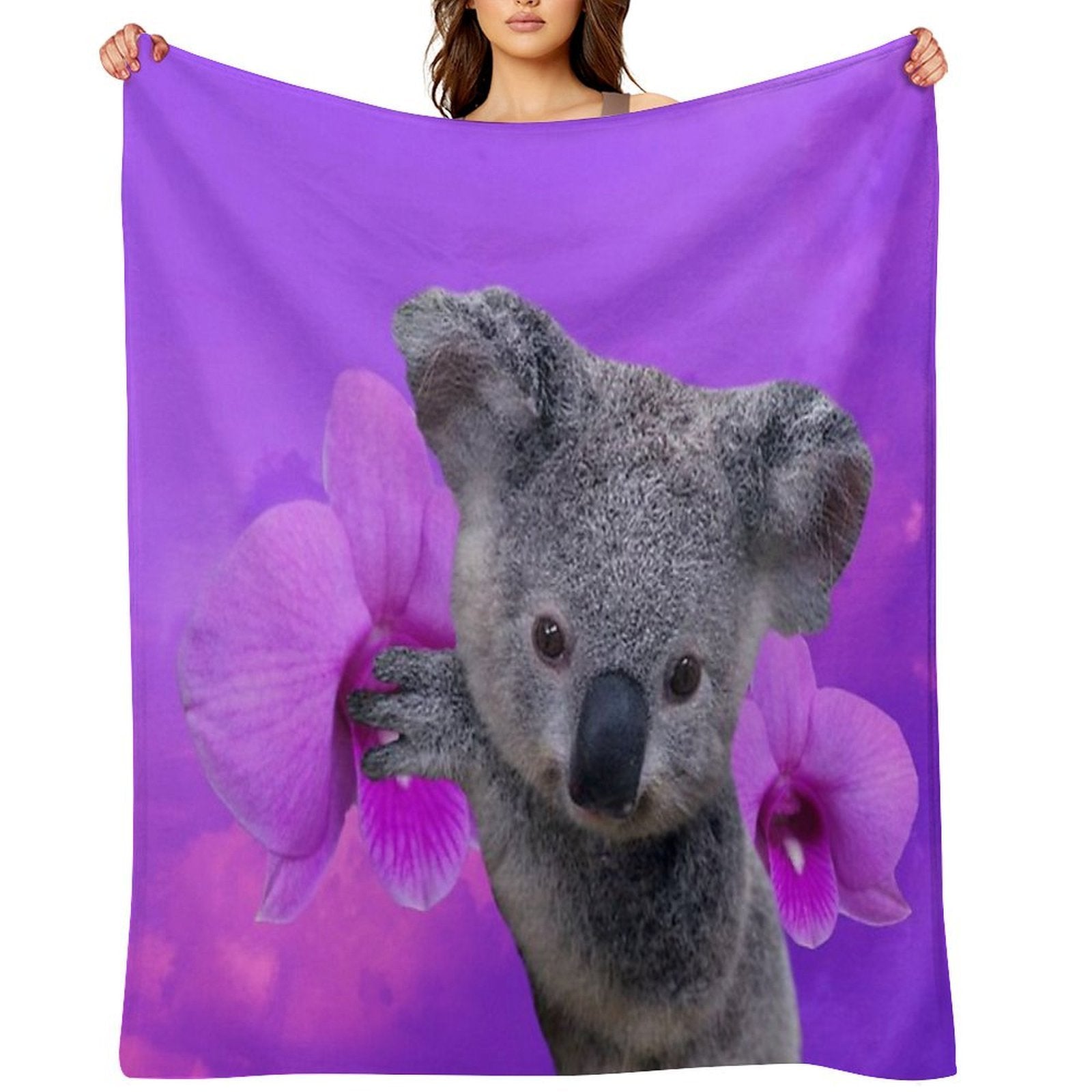 Koala And Orchids Gift-ready Throw Blanket