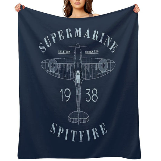 Spitfire Blueprint Gift-ready Throw Blanket