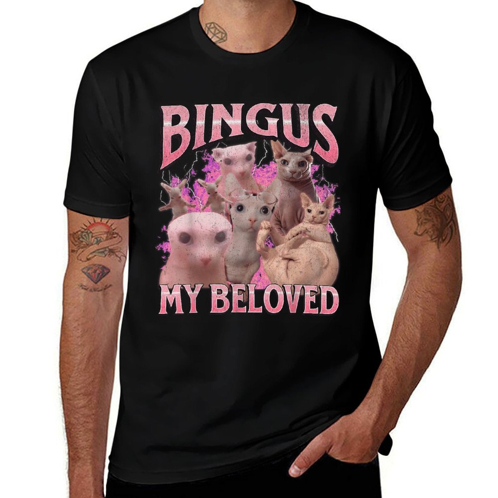 Bingus My Beloved Funny Sphinx Cat Meme Bootleg Graphic for Men Women Kids  Slim-fit Cut T-Shirt