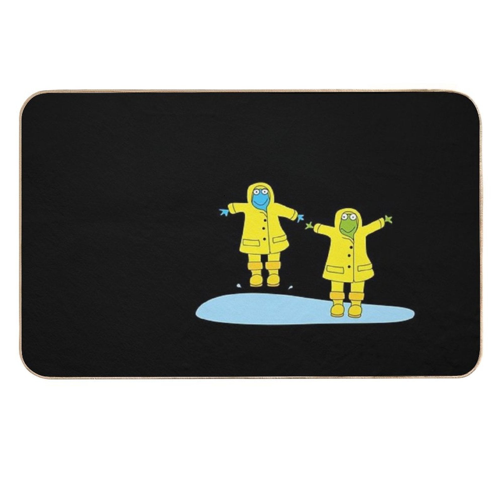 Frogs Splashing in The Rain  Fade-Resistant Bath Mat