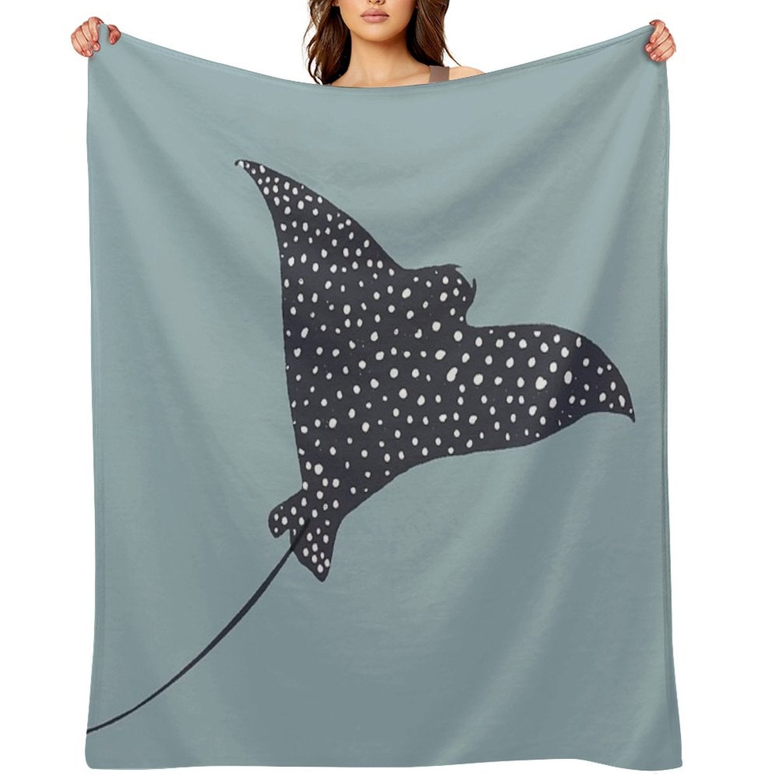 Stingray Fish Illustration Sustainable Throw Blanket