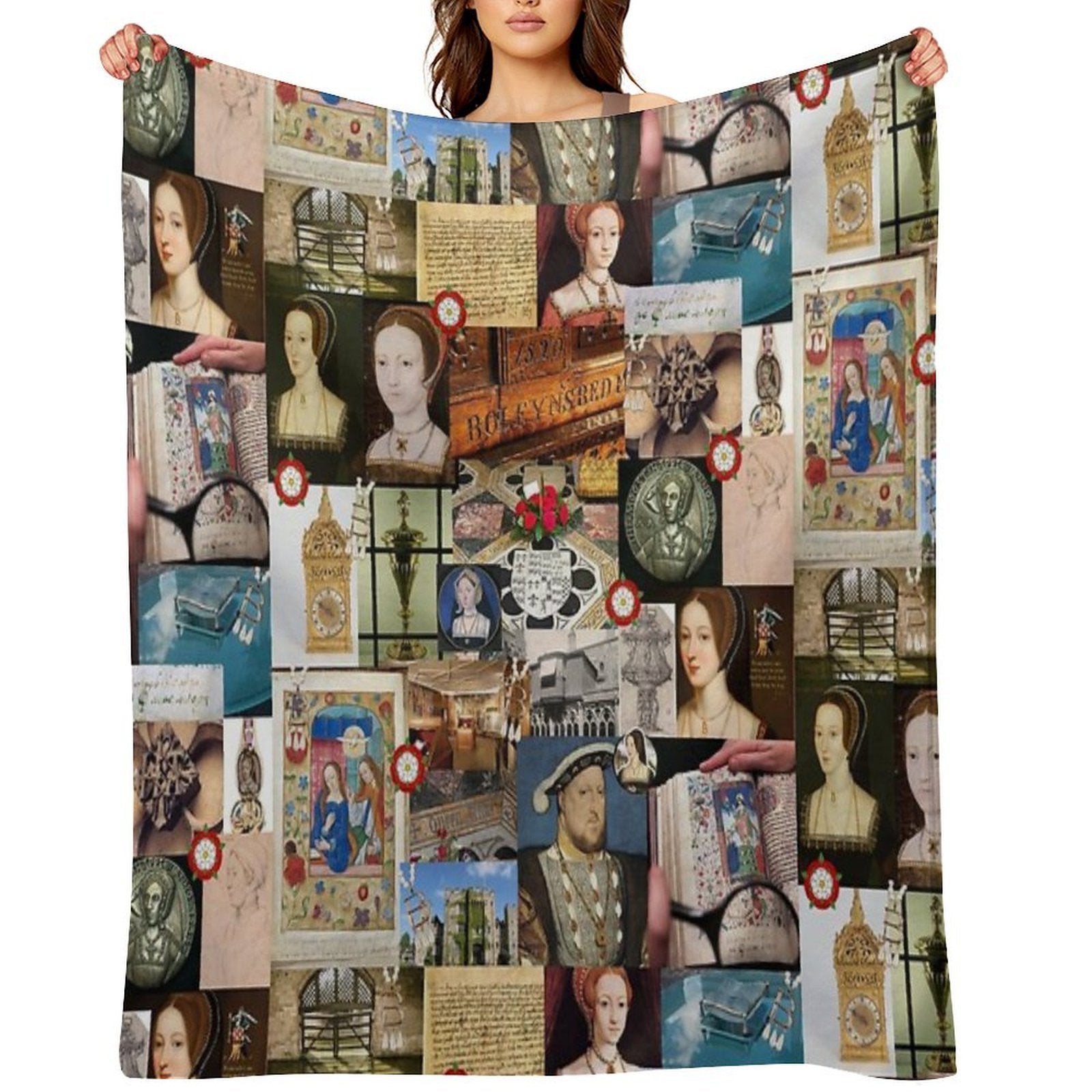 Anne Boleyn Collage Velvety-soft Throw Blanket