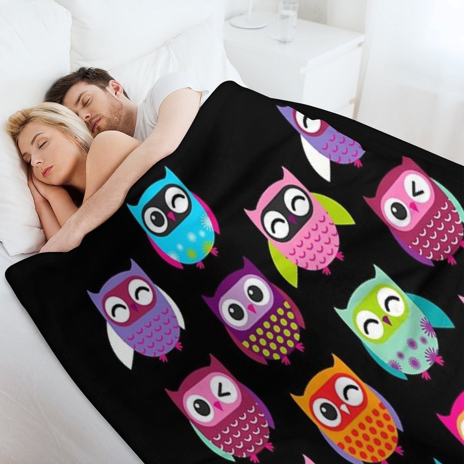Cute Colorful Owls Versatility Throw Blanket