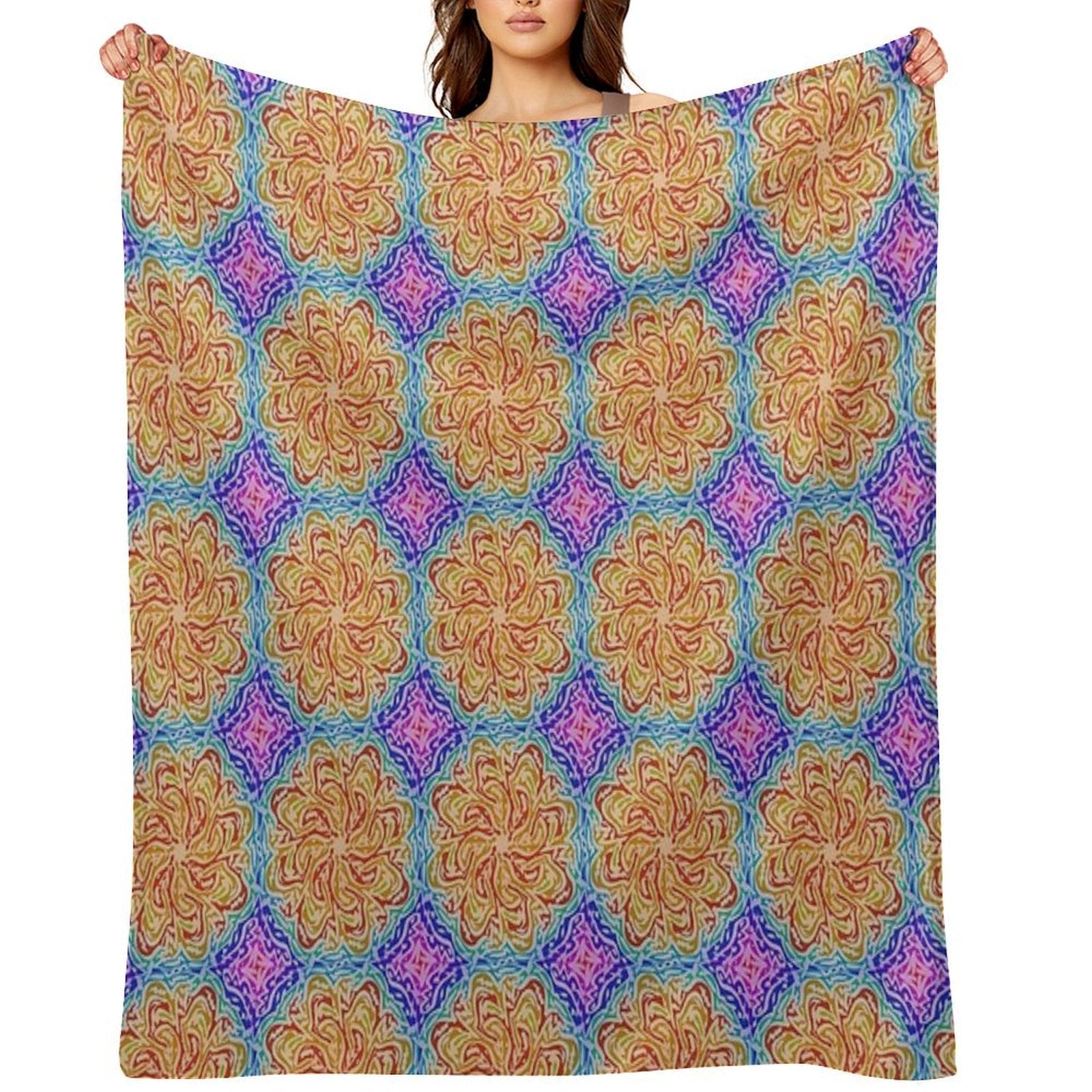 Rainbow Mandela Easy Care Throw Blanket