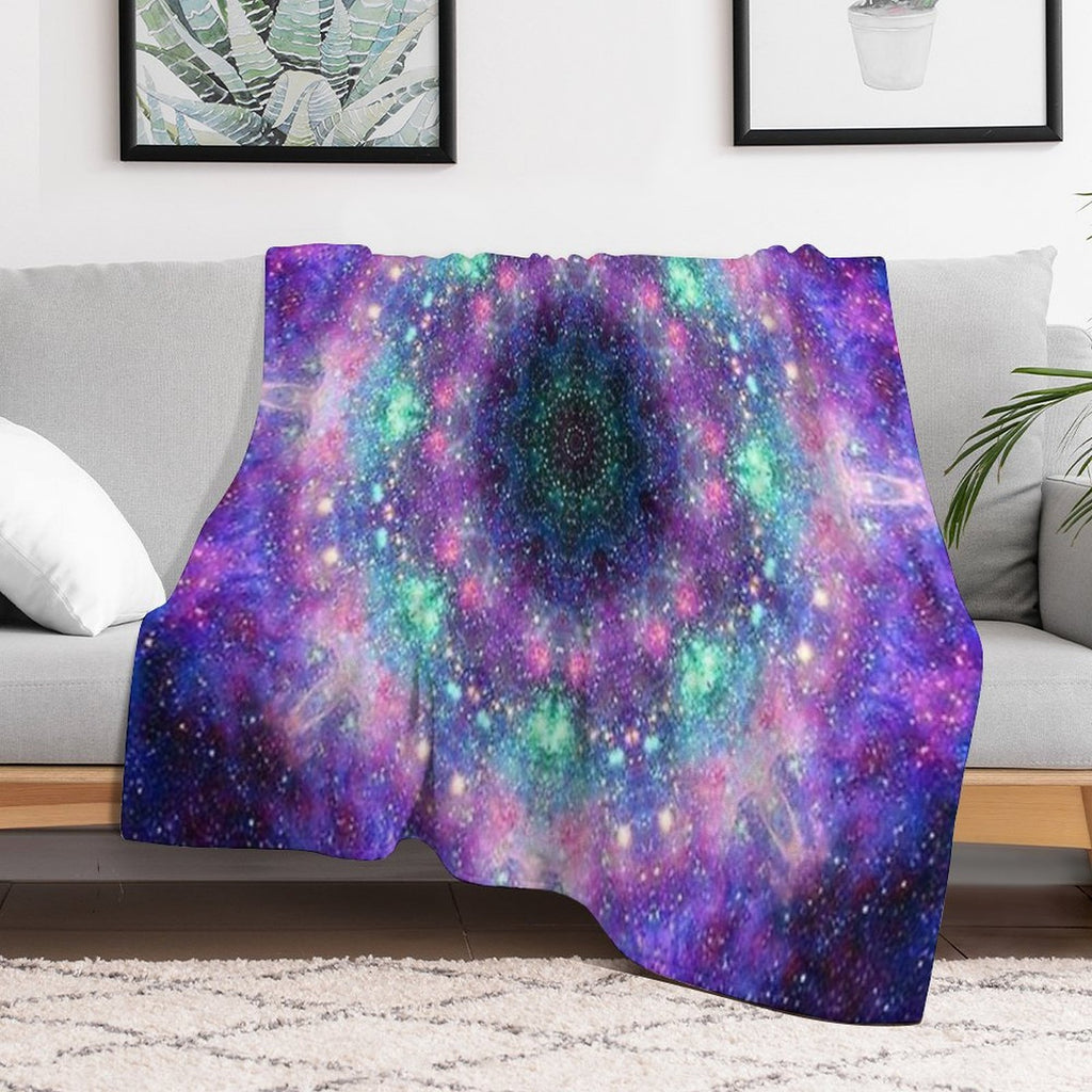 Trippy Purple Space Mandala All-season Throw Blanket