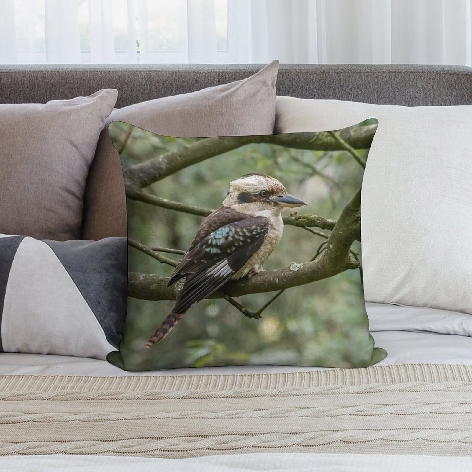 Grant's Kookaburra - Australian Bird Gift Soft Easy Maintenance Throw Pillow