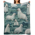 Harbor Seals Wrinkle-free Throw Blanket