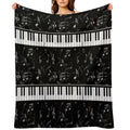Black And White Piano Music Pattern Machine-washable Throw Blanket