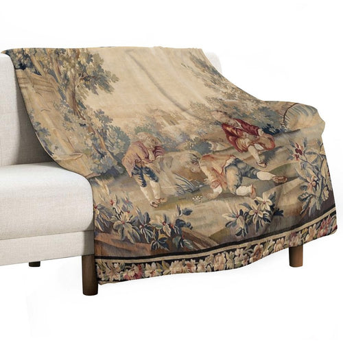Aubusson  Antique French Tapestry Print Multi-functional Throw Blanket