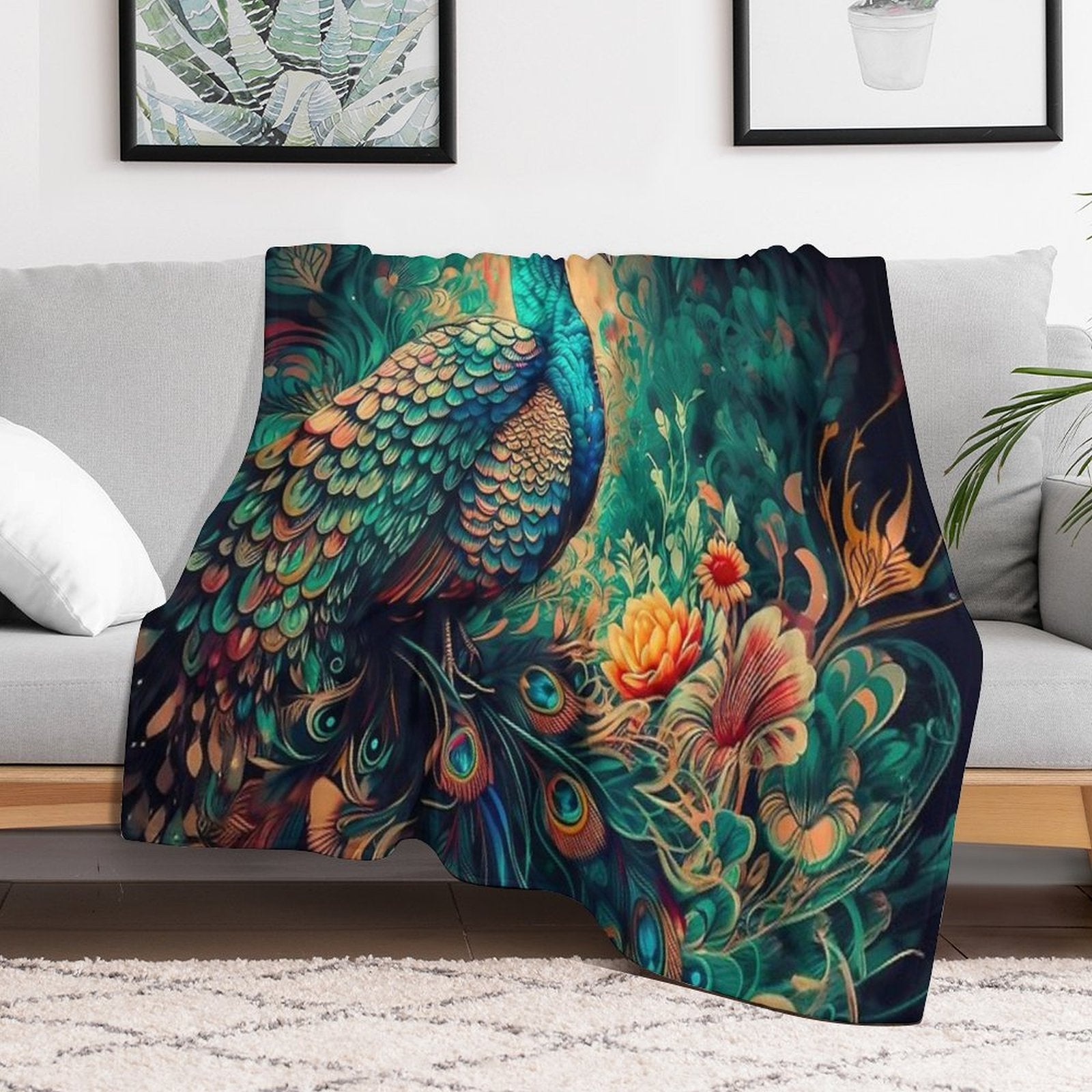Peacock Premium Throw Blanket