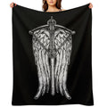 Angel Wings And Crossbow (Dirty) Velvety-soft Throw Blanket
