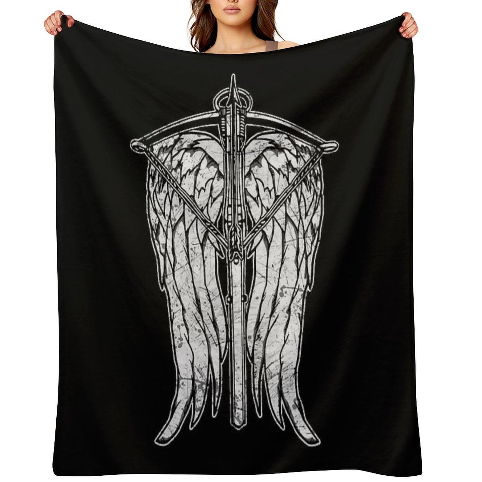 Angel Wings And Crossbow (Dirty) Velvety-soft Throw Blanket