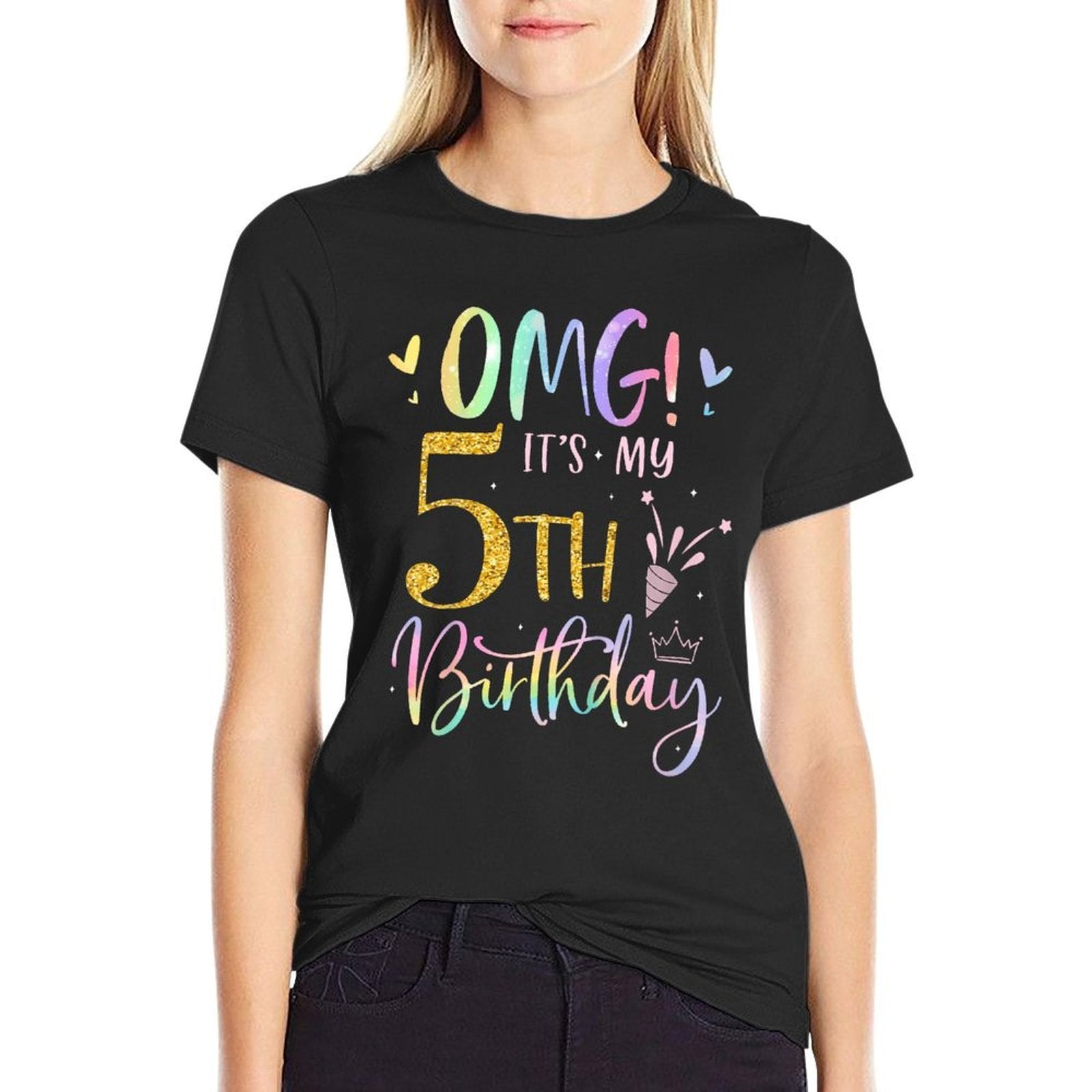 Kids OMG It's My 5th Birthday Girls Gifts Five 5 Year Old Bday  Breathable T-Shirt