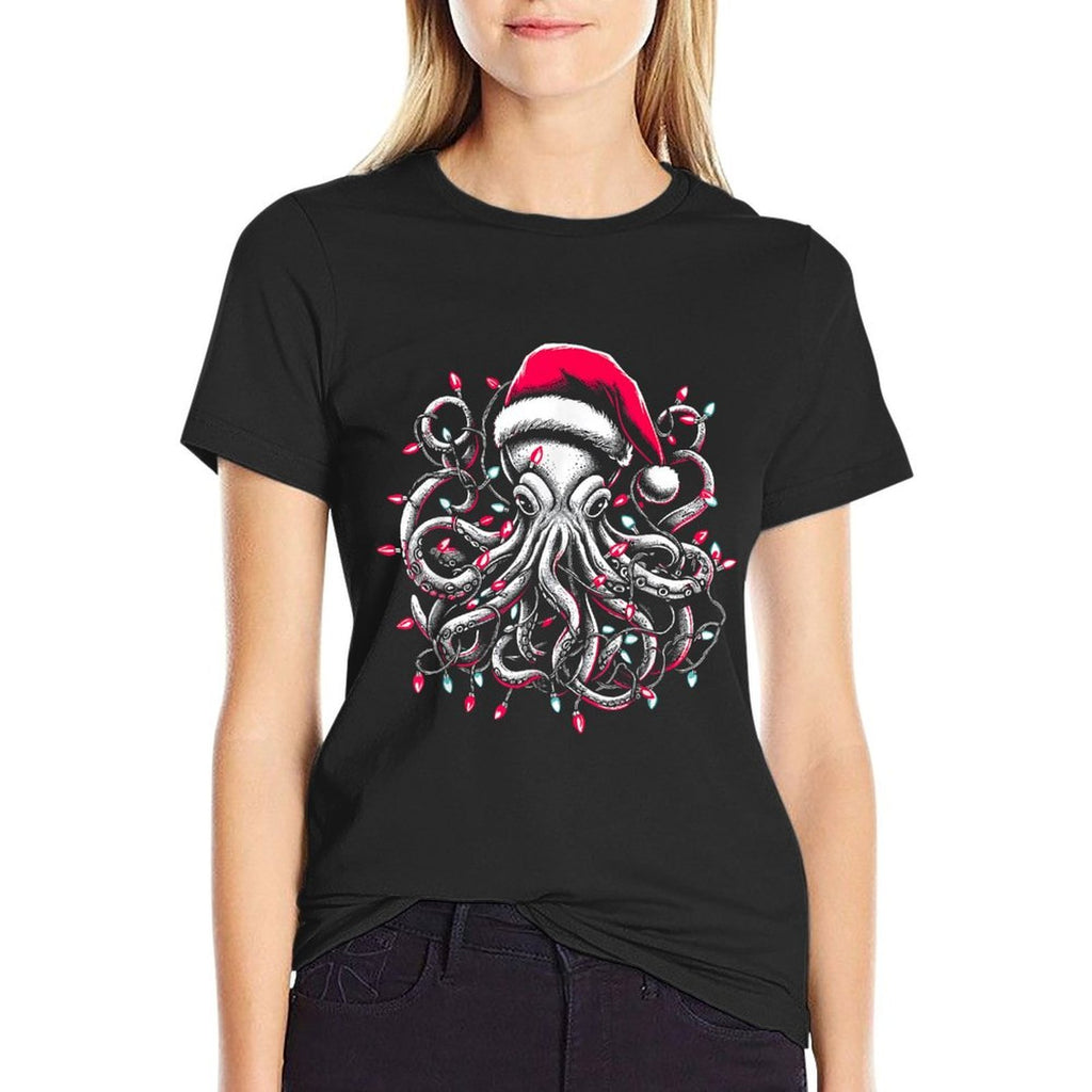 Octopus Christmas Lights Octopus Lover Men Women  Slim-fit Cut T-Shirt