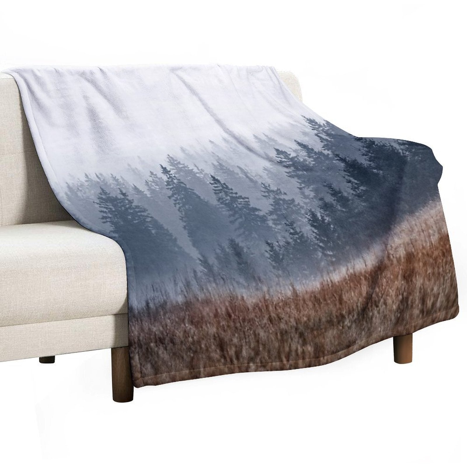 Lost In Fog  Misty Morning Landscape Autumn Wilderness Forest Waves With Cascadia Trees Covered In Fog Travel-friendly Throw Blanket