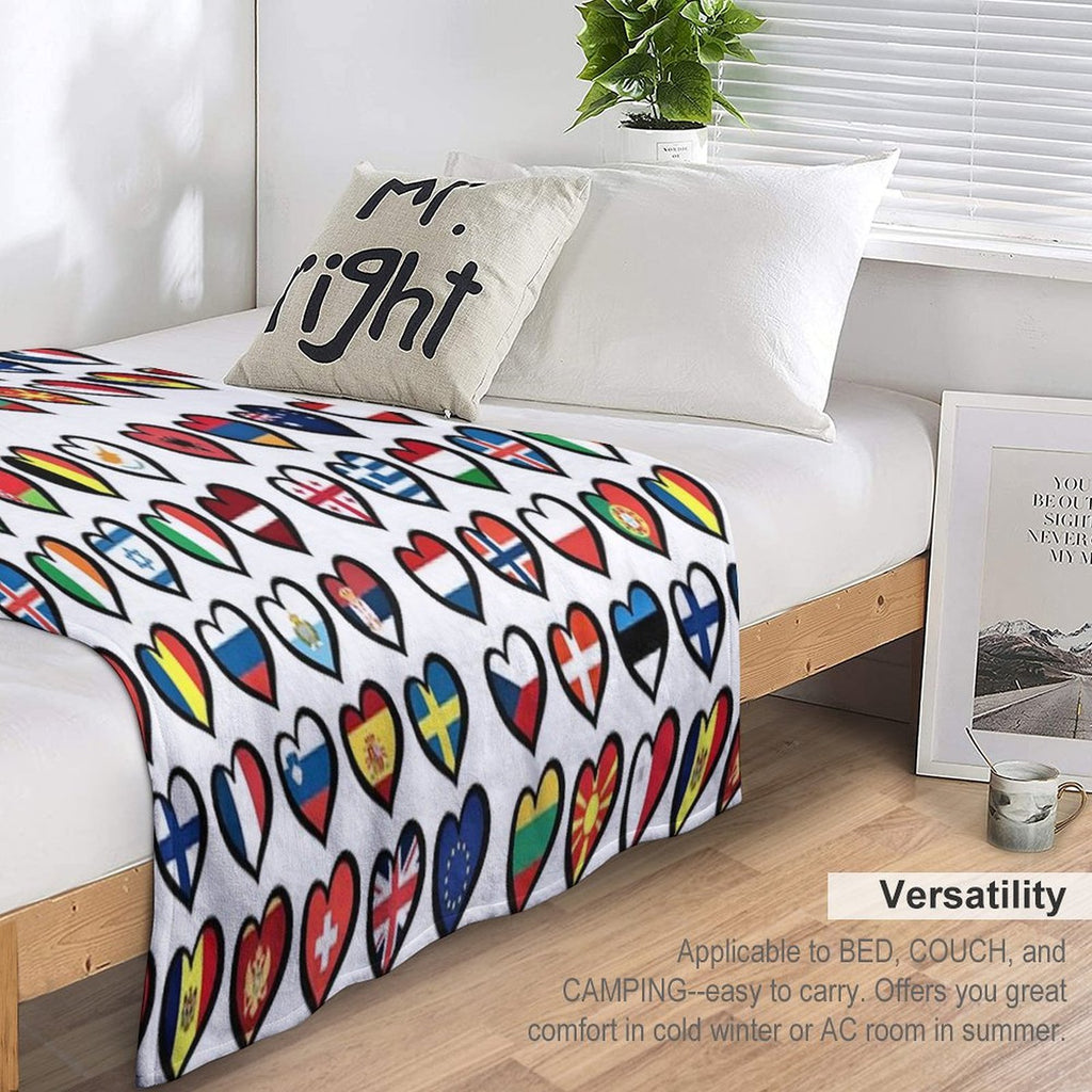 Eurovision Song Contest Flags Hearts ESC EBU Eurofans Shrink-resistant Throw Blanket