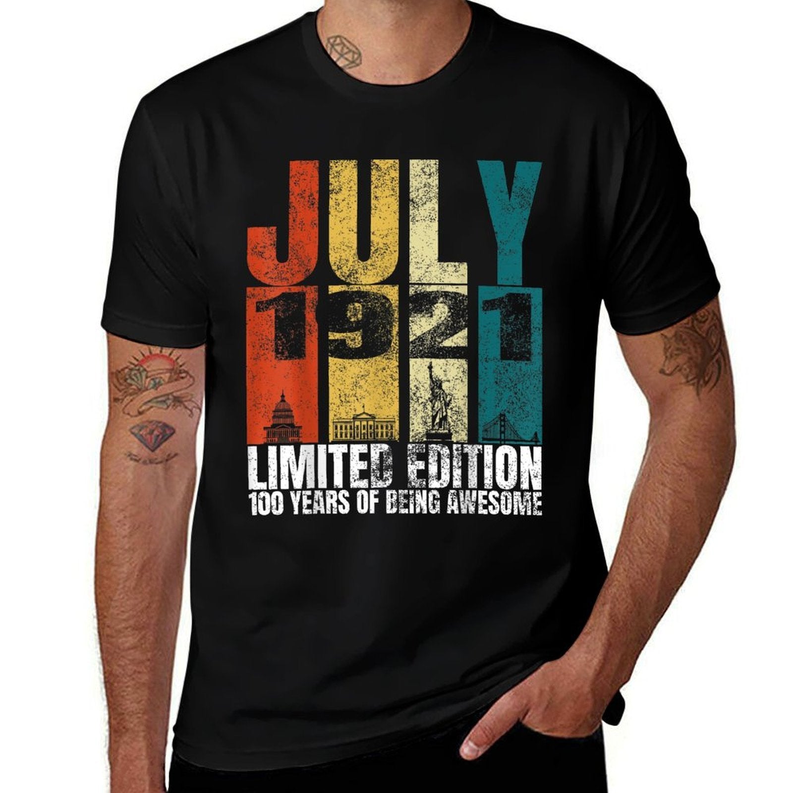 Vintage July 1921 Bday Costume 100 Years Old 100th Birthday  Graphic-printed T-Shirt