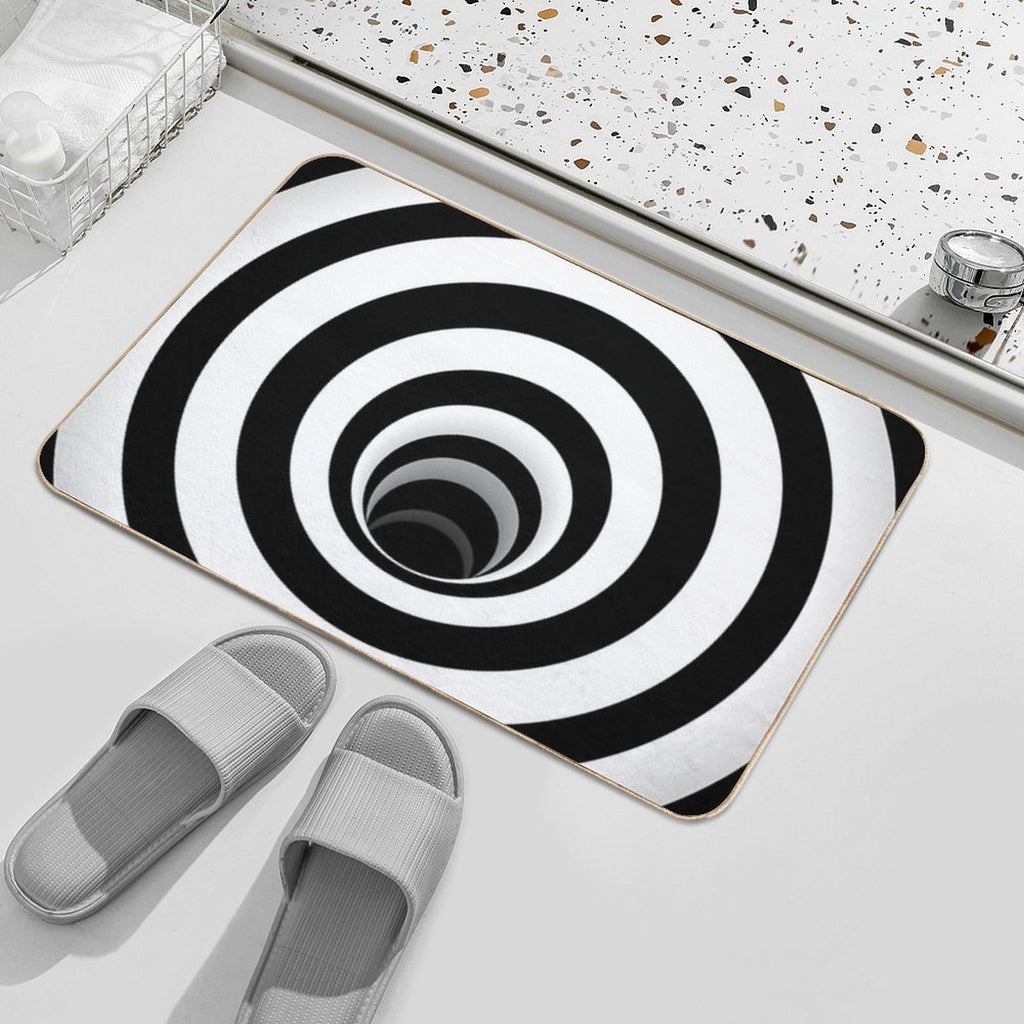 Optical Illusion Black Hole Lines (BlackWhite)  Long-Lasting Bath Mat