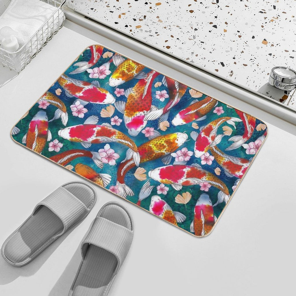 Koi Fish Pattern  Easy To Clean Bath Mat