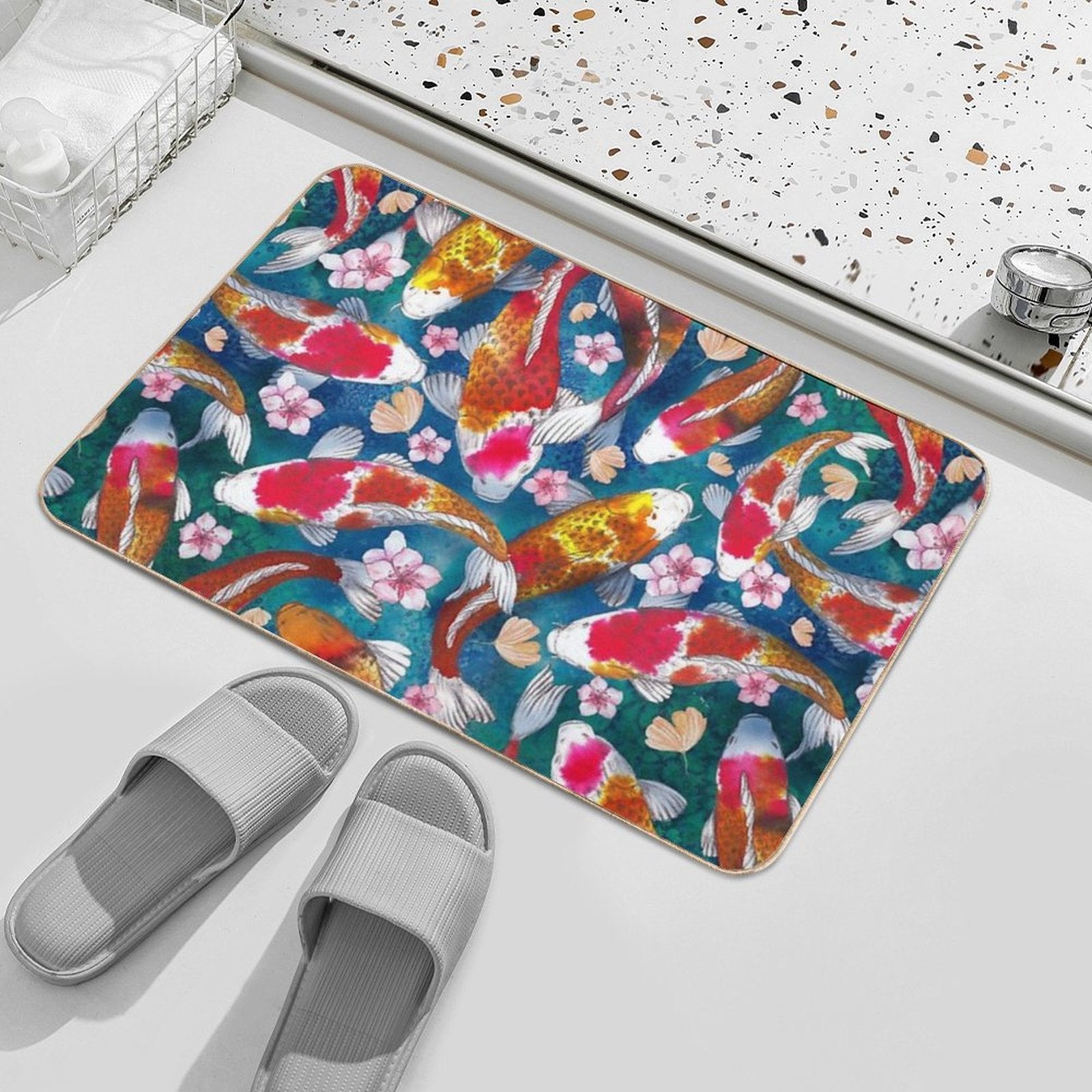 Koi Fish Pattern  Easy To Clean Bath Mat