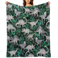 Dinosaur Jungle Sustainable Throw Blanket