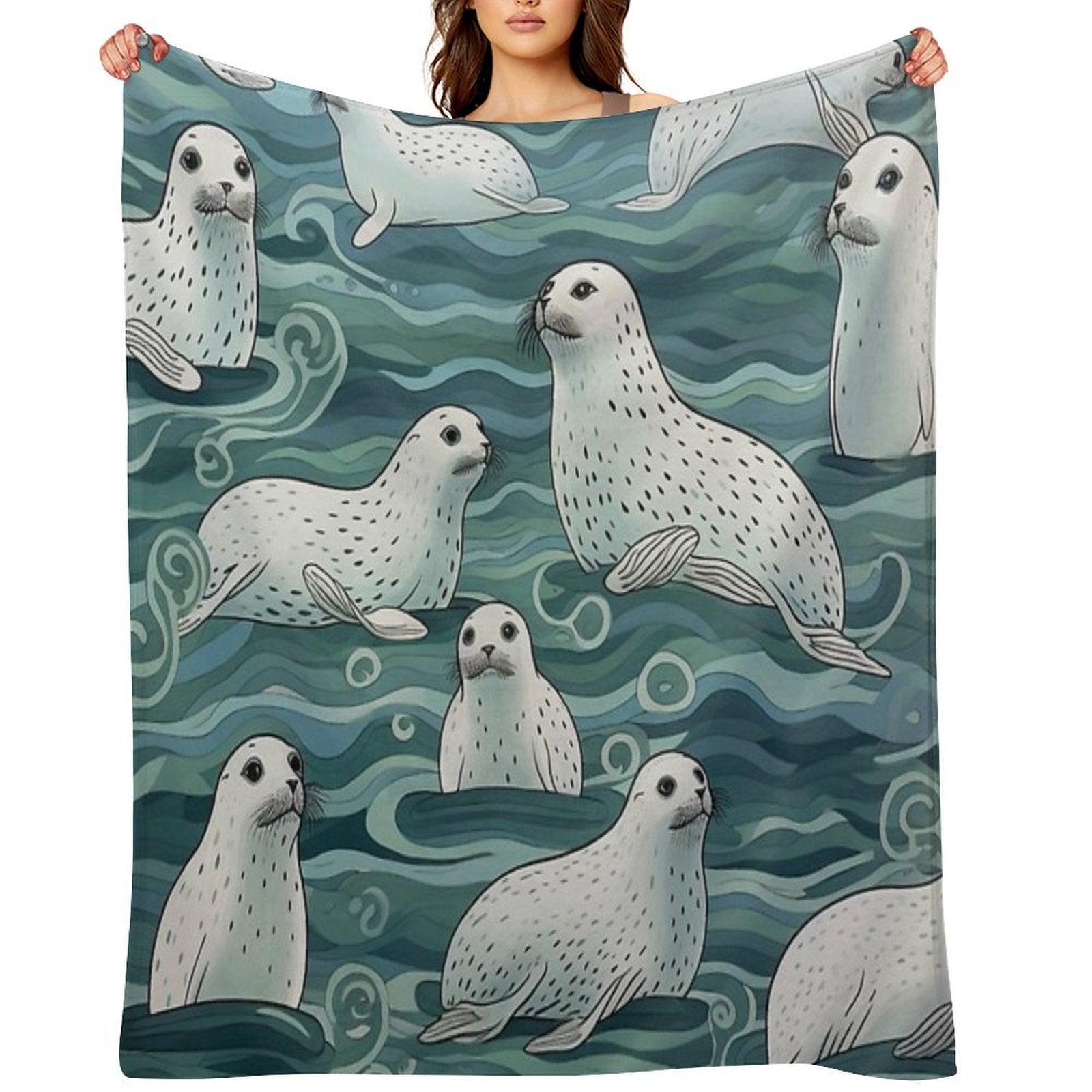 Harbor Seals Wrinkle-free Throw Blanket