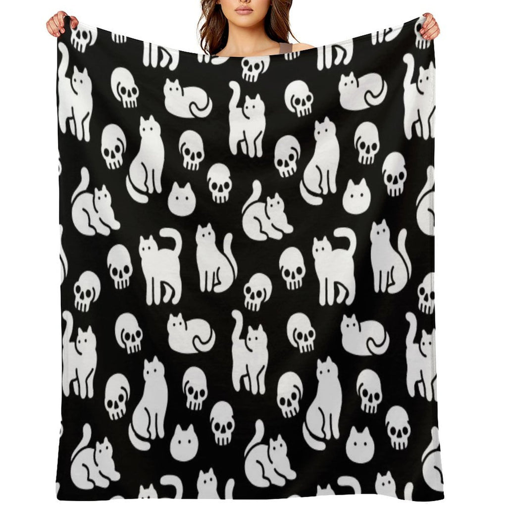 Cats And Skulls Pattern Premium Throw Blanket