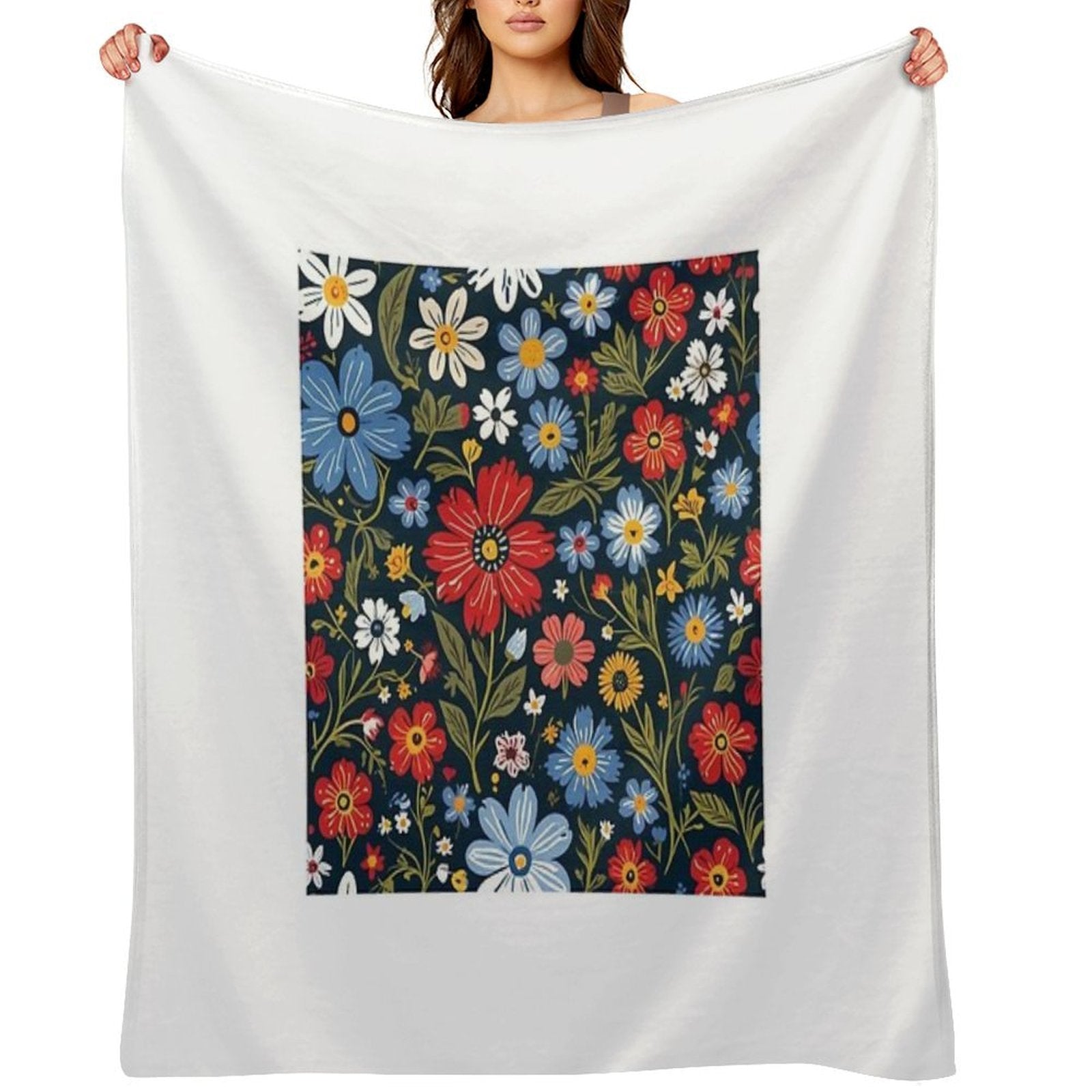 Floral Pattern 3 Multi-functional Throw Blanket