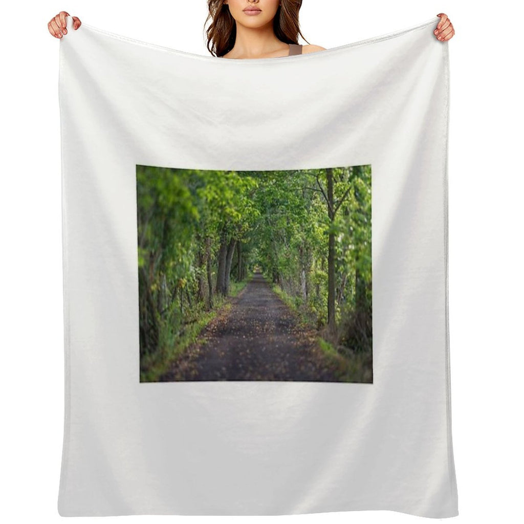 A Hiking Trail Leading Into The Green Woods Multi-functional Throw Blanket