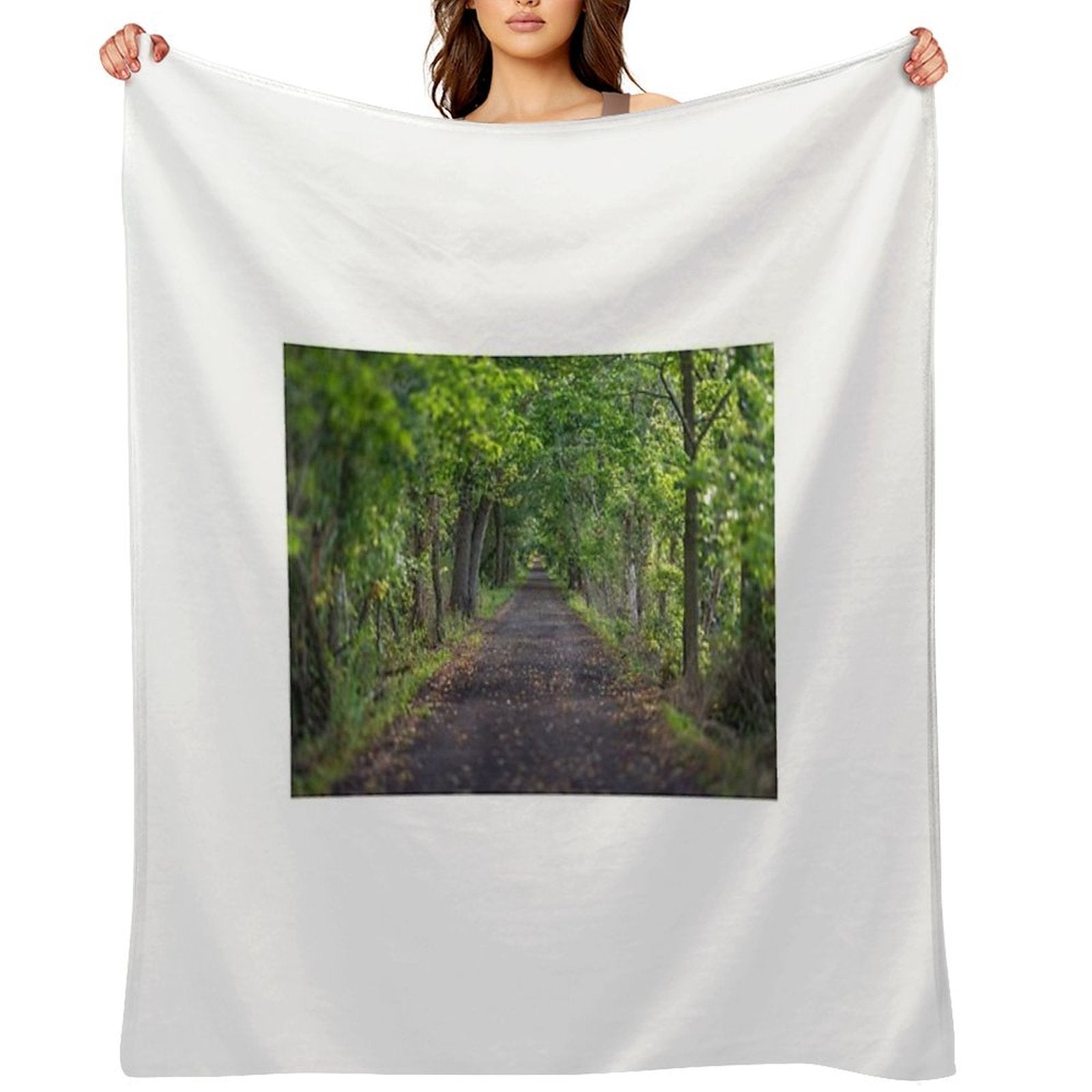 A Hiking Trail Leading Into The Green Woods Multi-functional Throw Blanket