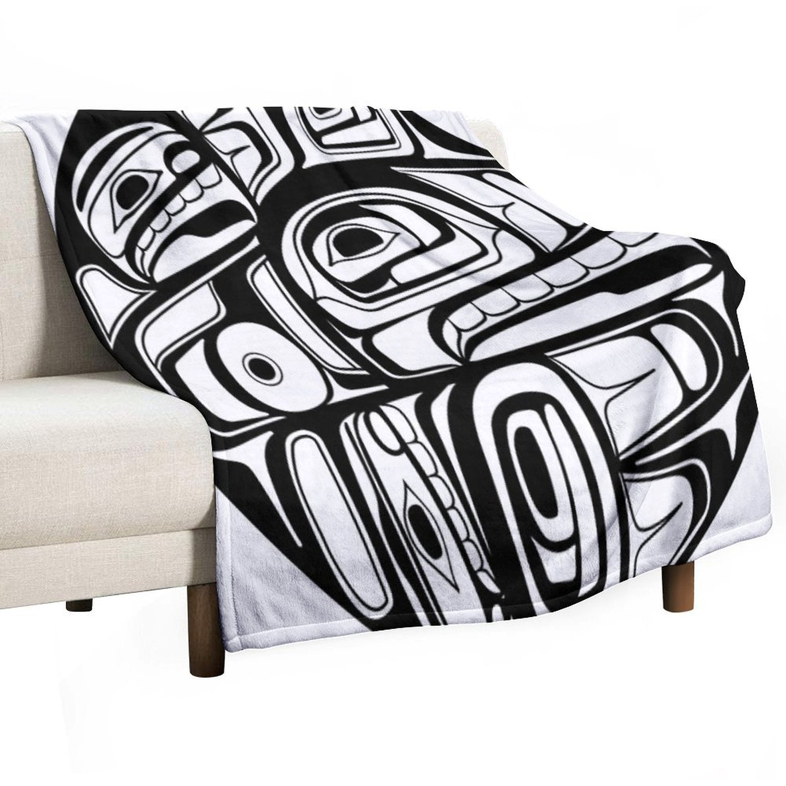 Orca Circle Formline Pendant Native American Salish Blackfish Velvety-soft Throw Blanket