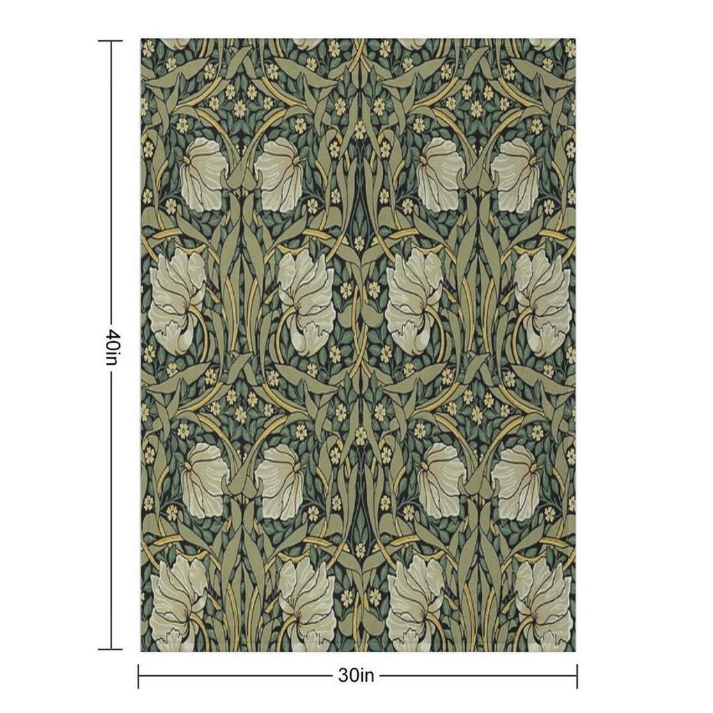 William Morris Green Vintage Floral HD Premium Throw Blanket