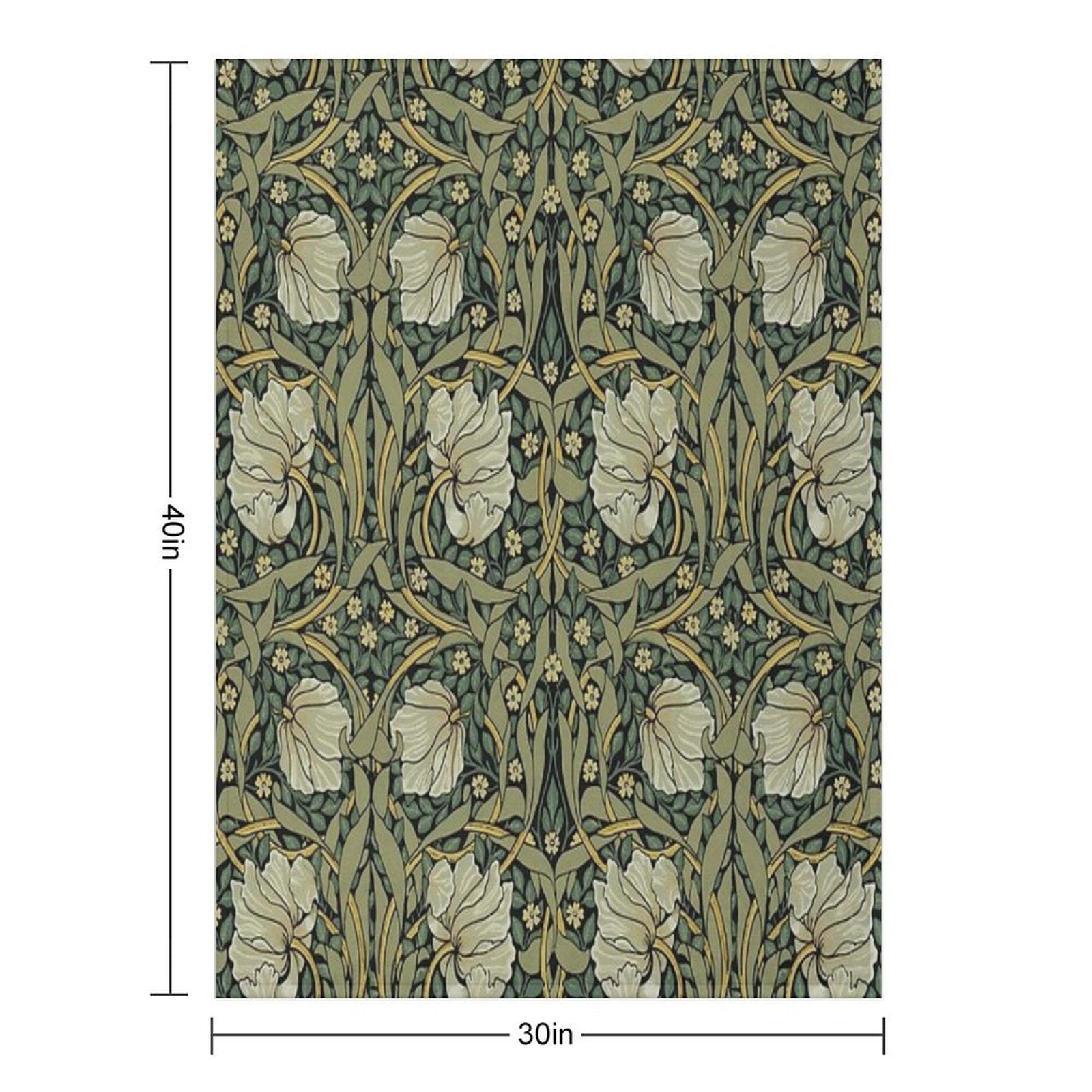 William Morris Green Vintage Floral HD Premium Throw Blanket