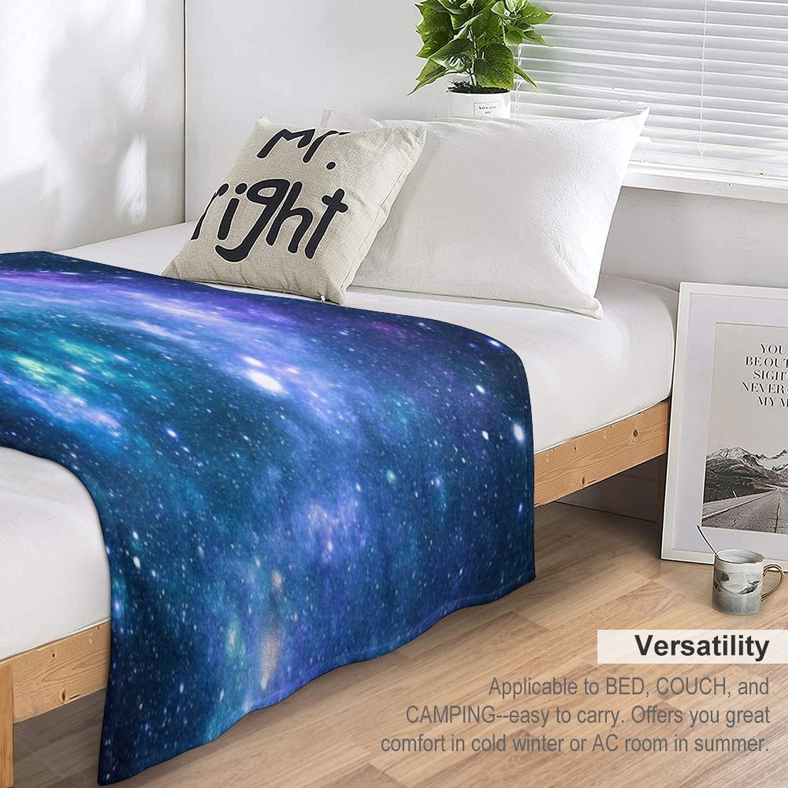 Turquoise Teal Purple Galaxy Nebula All-season Throw Blanket