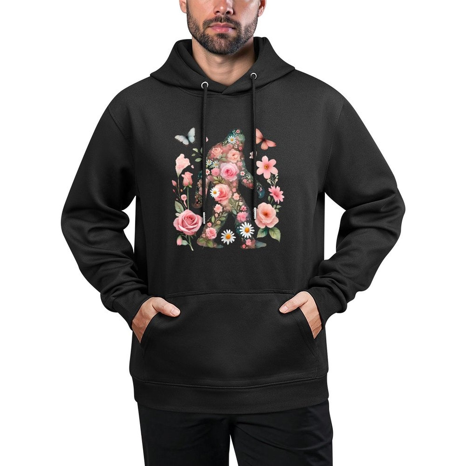 Floral Bigfoot Vintage Colorful Flowers Sasquatch Lover Versatile Streetwear Hoodie