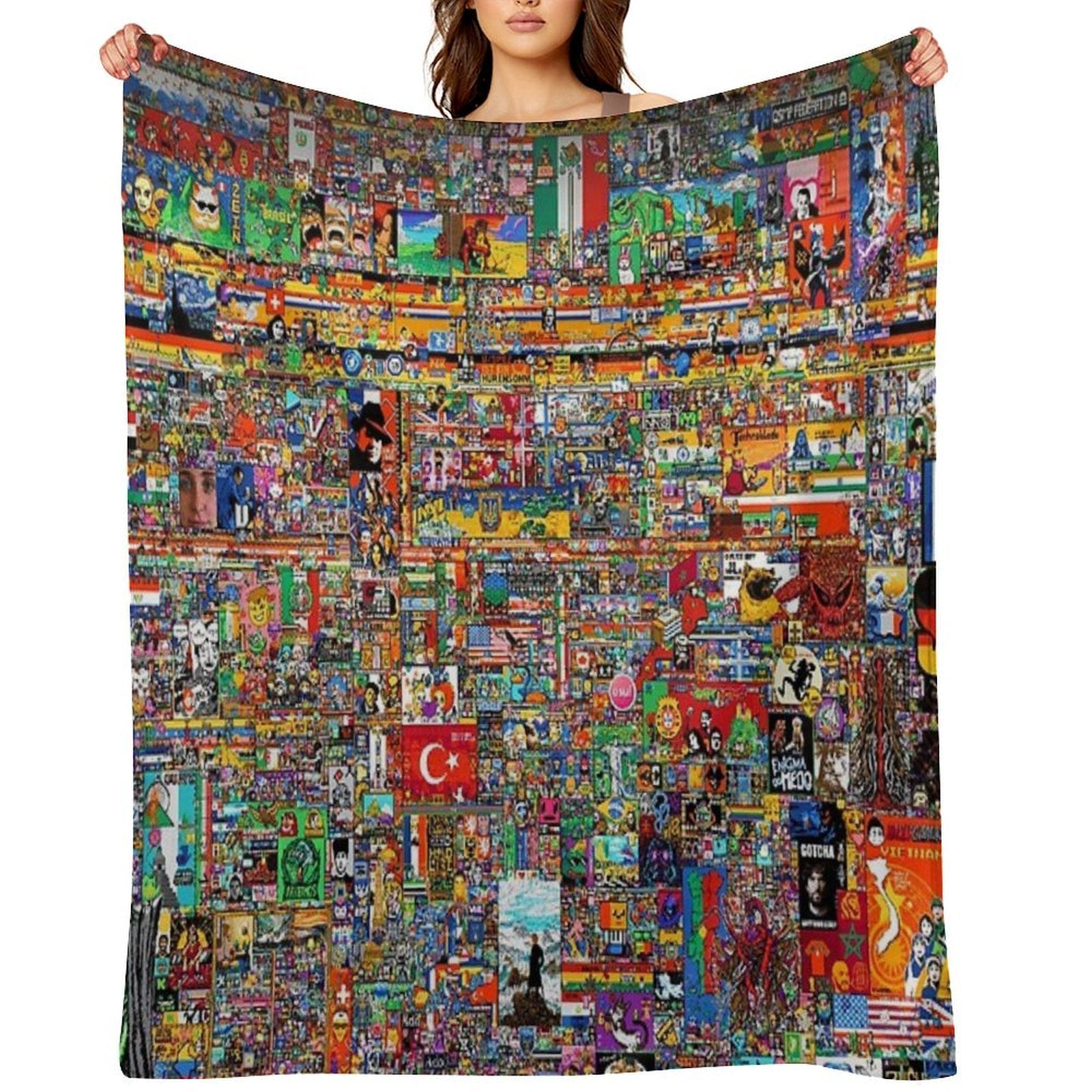 Reddit Place 2023 Merch, Reddit Rplace 2023, Rplace 20223, Rplace 2023 Merch, Rplace 2023 Poster  Rplace 2023 Pixel, Rpla Sustainable Throw Blanket