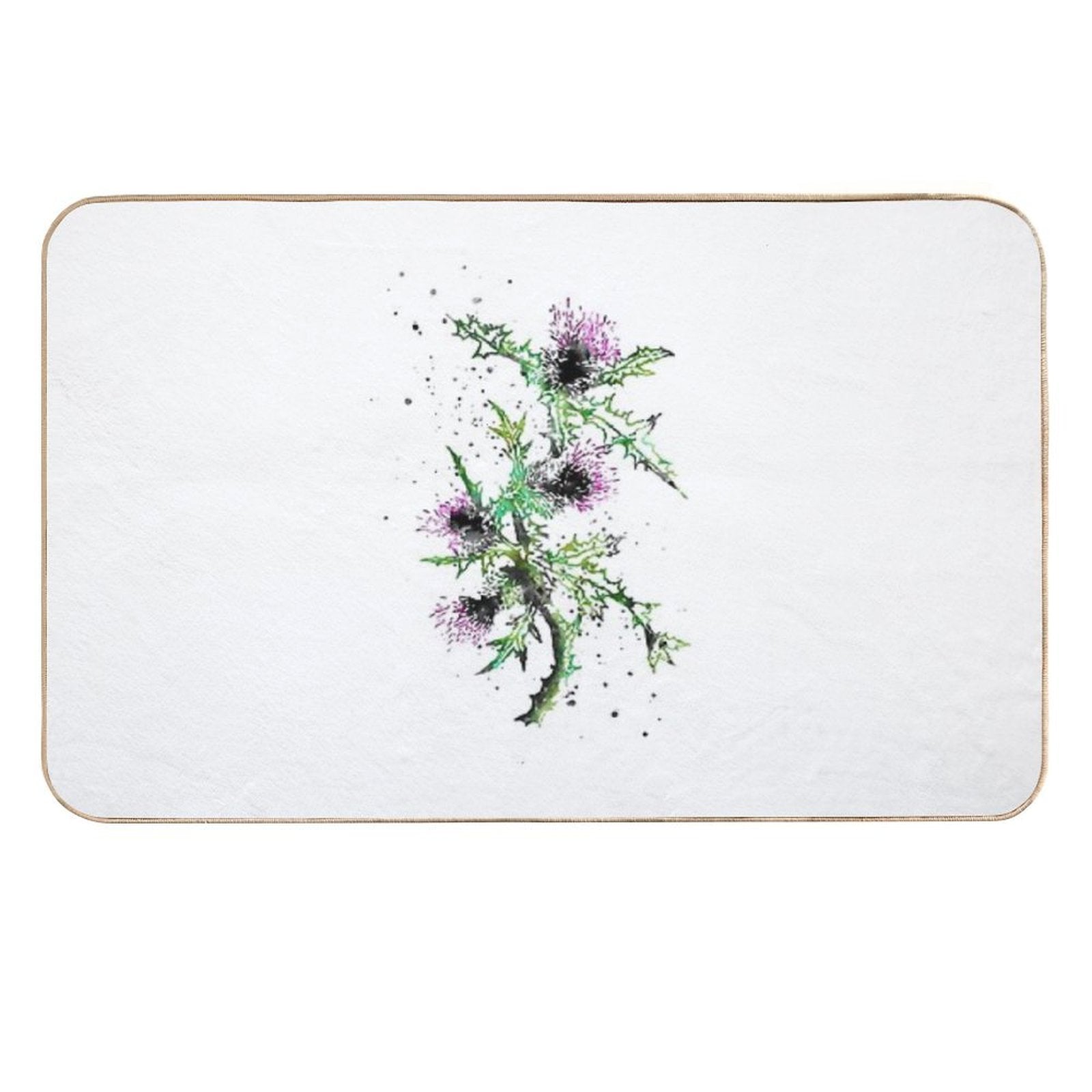 Scottish Thistle, Watercolor Scottish Thistle  Fade-Resistant Bath Mat