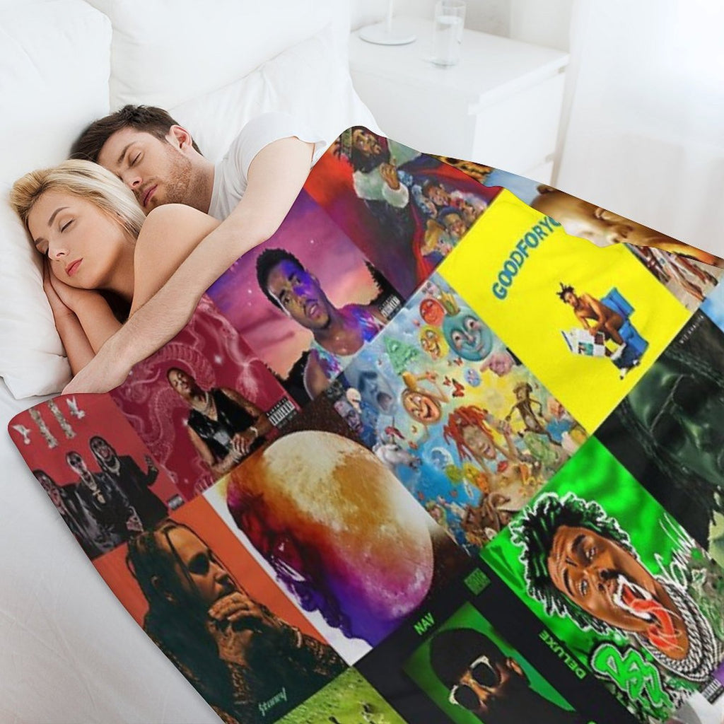 Album Cover Collage, Country Music Collage Tapestry Sustainable Throw Blanket