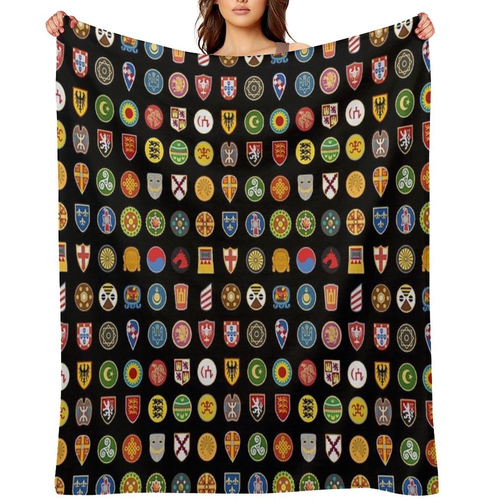 Civilizations Emblems Shrink-resistant Throw Blanket