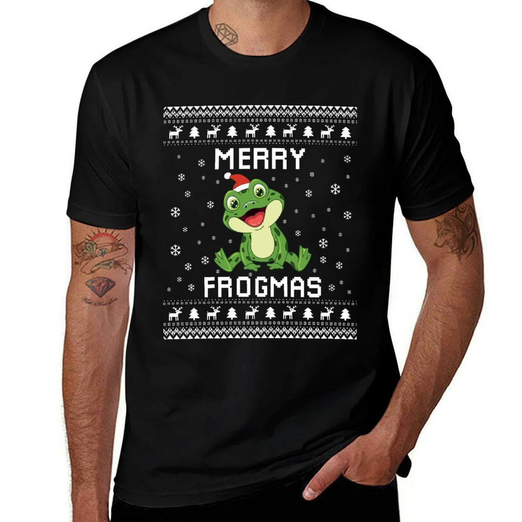 Frog Ugly Christmas Sweater Frog Lover Holiday Present  Oversized Silhouette T-Shirt